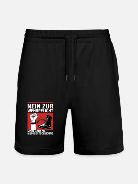 Nein Zur Wehrpflicht - Stanley/Stella Unisex Bio Joggingshorts Trainer - Schwarz