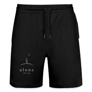 Alone/All One: Minimalist Philosophy Design - Stanley/Stella Trainer Unisex Organic Jogging Shorts - black - Front - Nik (191cm) & Marisol (170cm)
