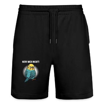 Nerv Mich Nicht Wellensittich Wellensittichhalter - Stanley/Stella Unisex Bio Joggingshorts Trainer  - Schwarz - Vorne - Nik (191cm) & Marisol (170cm)