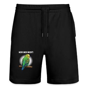 Nerv Mich Nicht Wellensittich Wellensittichhalter - Stanley/Stella Unisex Bio Joggingshorts Trainer  - Schwarz - Vorne - Nik (191cm) & Marisol (170cm)