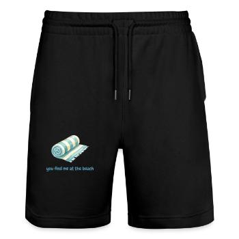 You find me at the beach - Stanley/Stella Trainer Unisex Organic Jogging Shorts - black - Front - Nik (191cm) & Marisol (170cm)