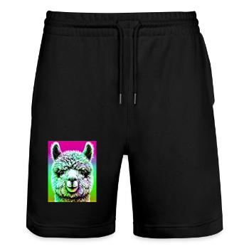 Alpaca - Stanley/Stella Trainer Unisex Organic Jogging Shorts - black - Front - Nik (191cm) & Marisol (170cm)