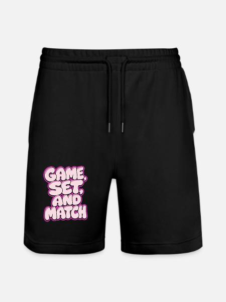 Game Set Match Tennis-skjorte, retro stil - Stanley/Stella Trainer økologiske unisex joggingshorts - sort