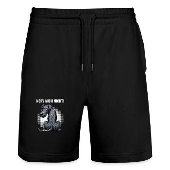 Nerv Mich Nicht Irischer Wolfshund Wolfshundhalter - Stanley/Stella Unisex Bio Joggingshorts Trainer  - Schwarz - Vorne - Nik (191cm) & Marisol (170cm)