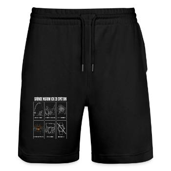 Gründe warum ich zu spät bin Lustiges Angler Motiv - Stanley/Stella Unisex Bio Joggingshorts Trainer  - Schwarz - Vorne - Nik (191cm) & Marisol (170cm)