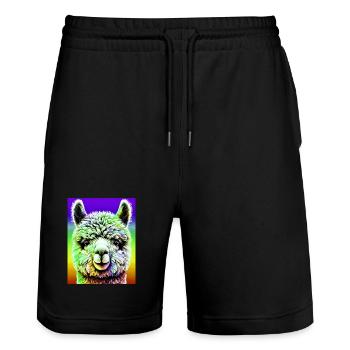 Alpaka - Stanley/Stella Unisex Bio Joggingshorts Trainer  - Schwarz - Vorne - Nik (191cm) & Marisol (170cm)