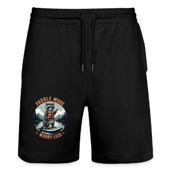 Raccoons SUP Paddleboard Board Stand Up Paddle - Stanley/Stella Trainer Unisex Organic Jogging Shorts - black - Front - Nik (191cm) & Marisol (170cm)