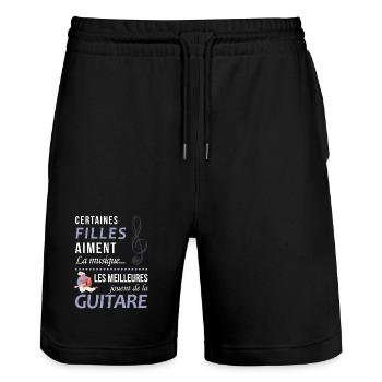 Certaines Filles Aiment La Musique Les Meilleur... - Short de jogging bio TRAINER Stanley/Stella unisexe - noir - Devant - Nik (191cm) & Marisol (170cm)