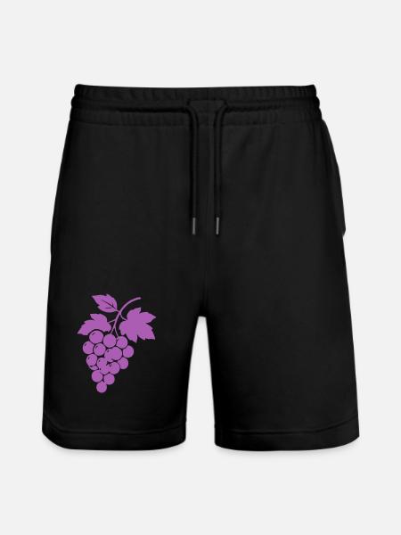 Purple Grapes Silhouette - Stanley/Stella Trainer Unisex Organic Jogging Shorts - black