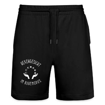 Halloween Hexengesicht im Ruhemodus - Stanley/Stella Unisex Bio Joggingshorts Trainer  - Schwarz - Vorne - Nik (191cm) & Marisol (170cm)