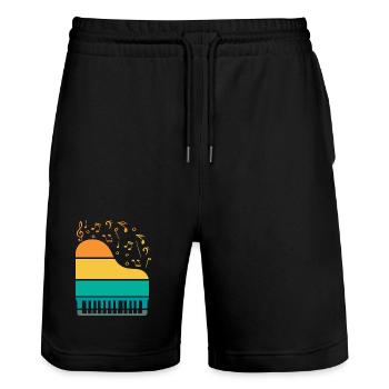Piano Piano Musician Gift Gift Idea - Stanley/Stella Trainer Unisex Organic Jogging Shorts - black - Front - Nik (191cm) & Marisol (170cm)