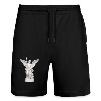 Geflügelter Engel mit Speer-Illustration - Stanley/Stella Unisex Bio Joggingshorts Trainer  - Schwarz - Vorne - Nik (191cm) & Marisol (170cm)