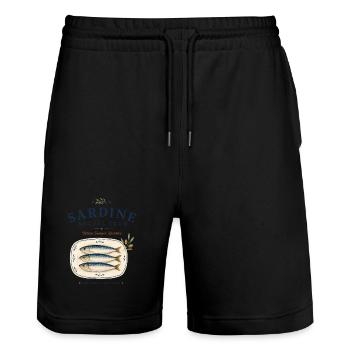 Sardine Social Club Mediterranean Retro - Stanley/Stella Trainer Unisex Organic Jogging Shorts - black - Front - Nik (191cm) & Marisol (170cm)