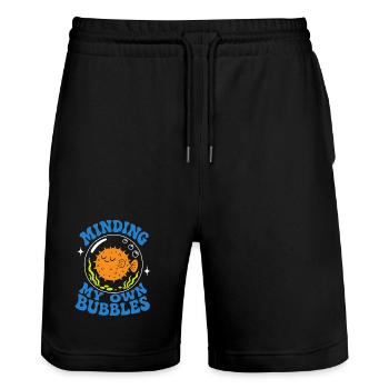 Minding My Own Bubbles Puffer Fish - Stanley/Stella Trainer Unisex Organic Jogging Shorts - black - Front - Nik (191cm) & Marisol (170cm)