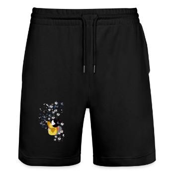 Kokeshi qui joue avec des papillons - Short de jogging bio TRAINER Stanley/Stella unisexe - noir - Devant - Nik (191cm) & Marisol (170cm)