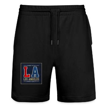 Los Angeles - Short de jogging bio TRAINER Stanley/Stella unisexe - noir - Devant - Nik (191cm) & Marisol (170cm)