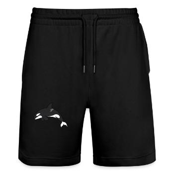 Meerestiere - Stanley/Stella Unisex Bio Joggingshorts Trainer  - Schwarz - Vorne - Nik (191cm) & Marisol (170cm)