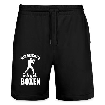 Mir reicht's ich geh Boxen - Boxer Spruch - Stanley/Stella Unisex Bio Joggingshorts Trainer  - Schwarz - Vorne - Nik (191cm) & Marisol (170cm)
