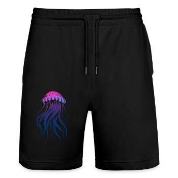 Brille avec le courant, Méduse avec des tentacules, Dire - Short de jogging bio TRAINER Stanley/Stella unisexe - noir - Devant - Nik (191cm) & Marisol (170cm)