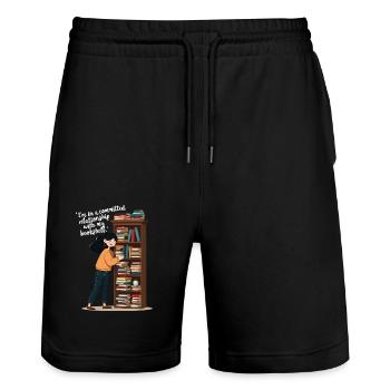 Rat de bibliothèque rat de bibliothèque sur une étagère - Short de jogging bio TRAINER Stanley/Stella unisexe - noir - Devant - Nik (191cm) & Marisol (170cm)
