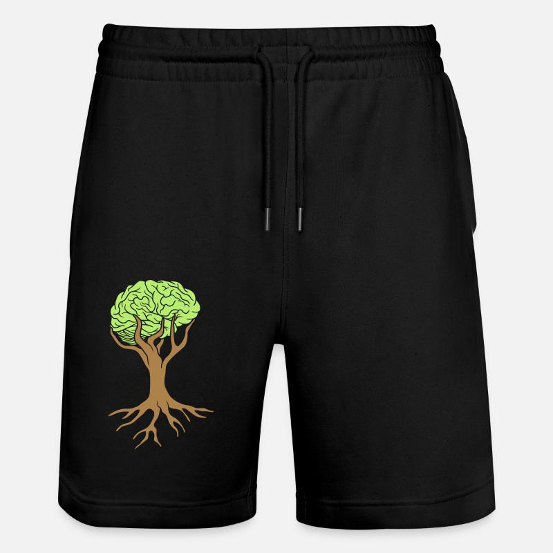 Brain tree design - Stanley/Stella Trainer Unisex Organic Jogging Shorts - black