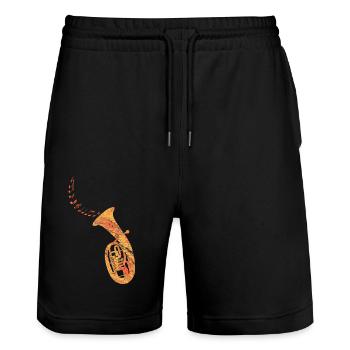 cor ténor e 118 - Short de jogging bio TRAINER Stanley/Stella unisexe - noir - Devant - Nik (191cm) & Marisol (170cm)