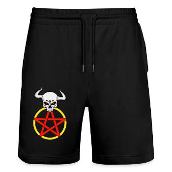 Satan satanique diable Pentagramme Cornes horreur - Short de jogging bio TRAINER Stanley/Stella unisexe - noir - Devant - Nik (191cm) & Marisol (170cm)