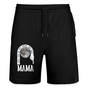 Mama I Love You To The Moon And Back - Stanley/Stella Unisex Bio Joggingshorts Trainer  - Schwarz - Vorne - Nik (191cm) & Marisol (170cm)