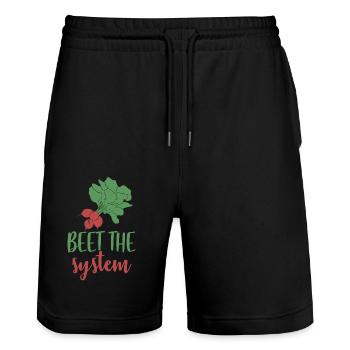 Betterave le système - Short de jogging bio TRAINER Stanley/Stella unisexe - noir - Devant - Nik (191cm) & Marisol (170cm)