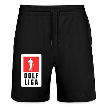 Golf Spieler - Golf Player - Stanley/Stella Unisex Bio Joggingshorts Trainer  - Schwarz - Vorne - Nik (191cm) & Marisol (170cm)