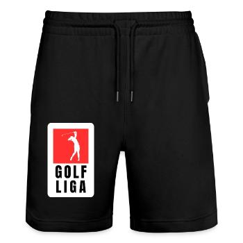 Golf Spieler - Golf Player - Stanley/Stella Unisex Bio Joggingshorts Trainer  - Schwarz - Vorne - Nik (191cm) & Marisol (170cm)
