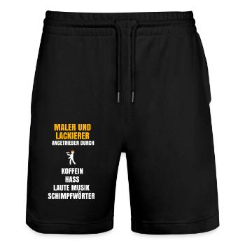 Lustige Maler und Lackierer Sprüche als Geschenk - Stanley/Stella Unisex Bio Joggingshorts Trainer  - Schwarz - Vorne - Nik (191cm) & Marisol (170cm)