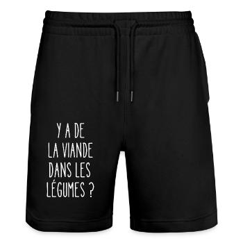 y a de la viande dans les légumes - Short de jogging bio TRAINER Stanley/Stella unisexe - noir - Devant - Nik (191cm) & Marisol (170cm)