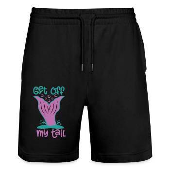 Get off my tail Meerjungfrauendesign Sommer Strand - Stanley/Stella Unisex Bio Joggingshorts Trainer  - Schwarz - Vorne - Nik (191cm) & Marisol (170cm)