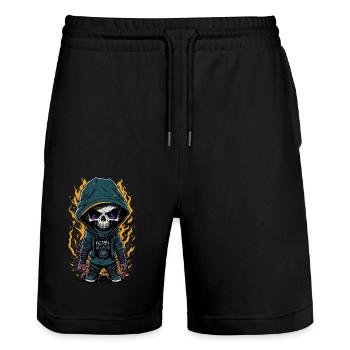Geist - Stanley/Stella Unisex Bio Joggingshorts Trainer  - Schwarz - Vorne - Nik (191cm) & Marisol (170cm)