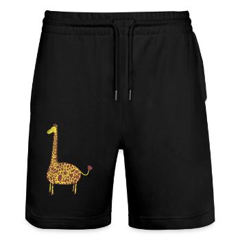 Cute cartoon giraffe for #kids #Babys #Erwachsene - Stanley/Stella Trainer Unisex Organic Jogging Shorts - black - Front - Nik (191cm) & Marisol (170cm)