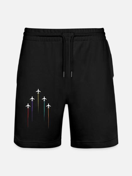 Colour overhead lines - Stanley/Stella Trainer Unisex Organic Jogging Shorts - black