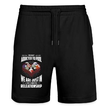 I'm Not Addicted To Pool Billiard Player Billard P - Stanley/Stella Trainer Unisex Organic Jogging Shorts - black - Front - Nik (191cm) & Marisol (170cm)