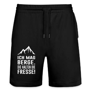Berge Wandern Lustiger Spruch Natur - Stanley/Stella Unisex Bio Joggingshorts Trainer  - Schwarz - Vorne - Nik (191cm) & Marisol (170cm)