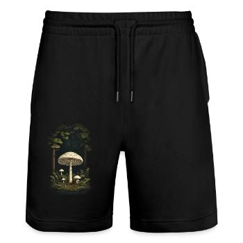 Goa Pilz Nacht Magie der Pilze Party Design - Stanley/Stella Unisex Bio Joggingshorts Trainer  - Schwarz - Vorne - Nik (191cm) & Marisol (170cm)