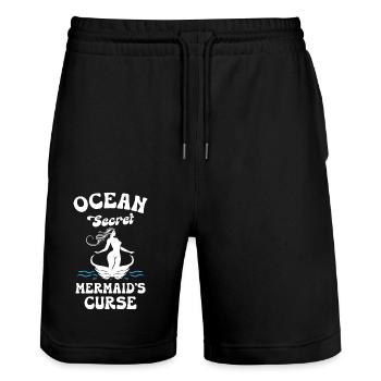 Ocean Secret Mermaid Curse - Stanley/Stella Unisex Bio Joggingshorts Trainer  - Schwarz - Vorne - Nik (191cm) & Marisol (170cm)