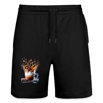 CAFÉ - Short de jogging bio TRAINER Stanley/Stella unisexe - noir - Devant - Nik (191cm) & Marisol (170cm)