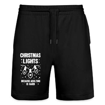 Weihnachtsbeleuchtung, weil das Erwachsenwerden schwer ist - Stanley/Stella Unisex Bio Joggingshorts Trainer  - Schwarz - Vorne - Nik (191cm) & Marisol (170cm)