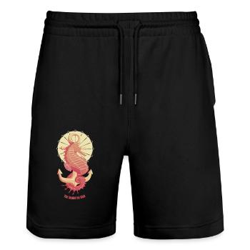 The Seahorse club (version 1) - Stanley/Stella Trainer Unisex Organic Jogging Shorts - black - Front - Nik (191cm) & Marisol (170cm)