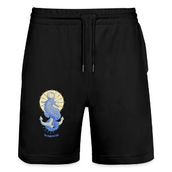 The Seahorse Club (version 2) - Stanley/Stella Trainer Unisex Organic Jogging Shorts - black - Front - Nik (191cm) & Marisol (170cm)