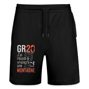 GR20 GR 20 randonnée gr 20 marcher montagne corse - Short de jogging bio TRAINER Stanley/Stella unisexe - noir - Devant - Nik (191cm) & Marisol (170cm)
