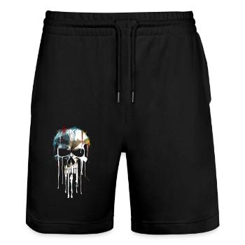 Totenkopf Schädel Tod Dripping Painting - Stanley/Stella Unisex Bio Joggingshorts Trainer  - Schwarz - Vorne - Nik (191cm) & Marisol (170cm)