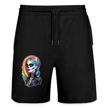halloween - rock et arc en ciel - Short de jogging bio TRAINER Stanley/Stella unisexe - noir - Devant - Nik (191cm) & Marisol (170cm)