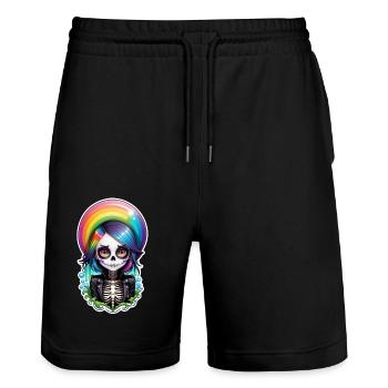 Halloween - Rock & Rainbow - Stanley/Stella Trainer Unisex Organic Jogging Shorts - black - Front - Nik (191cm) & Marisol (170cm)