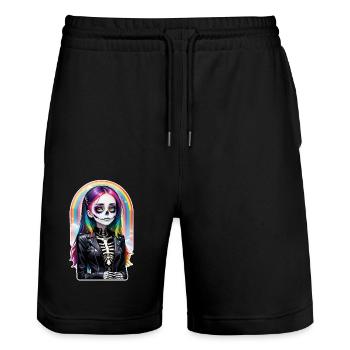 Halloween - Rock & Rainbow - Stanley/Stella Trainer Unisex Organic Jogging Shorts - black - Front - Nik (191cm) & Marisol (170cm)